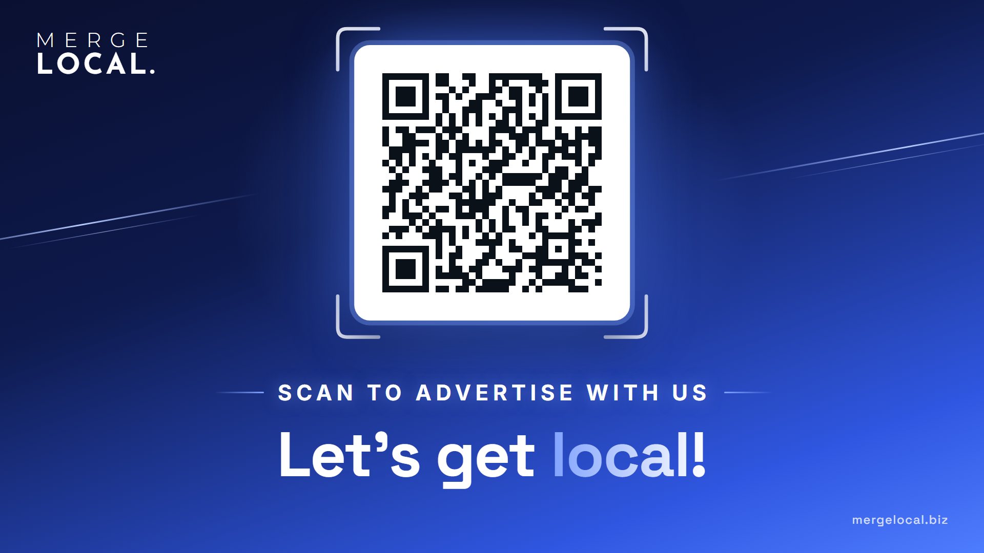 Merge Local — scan to advertise with us. Let's get local!